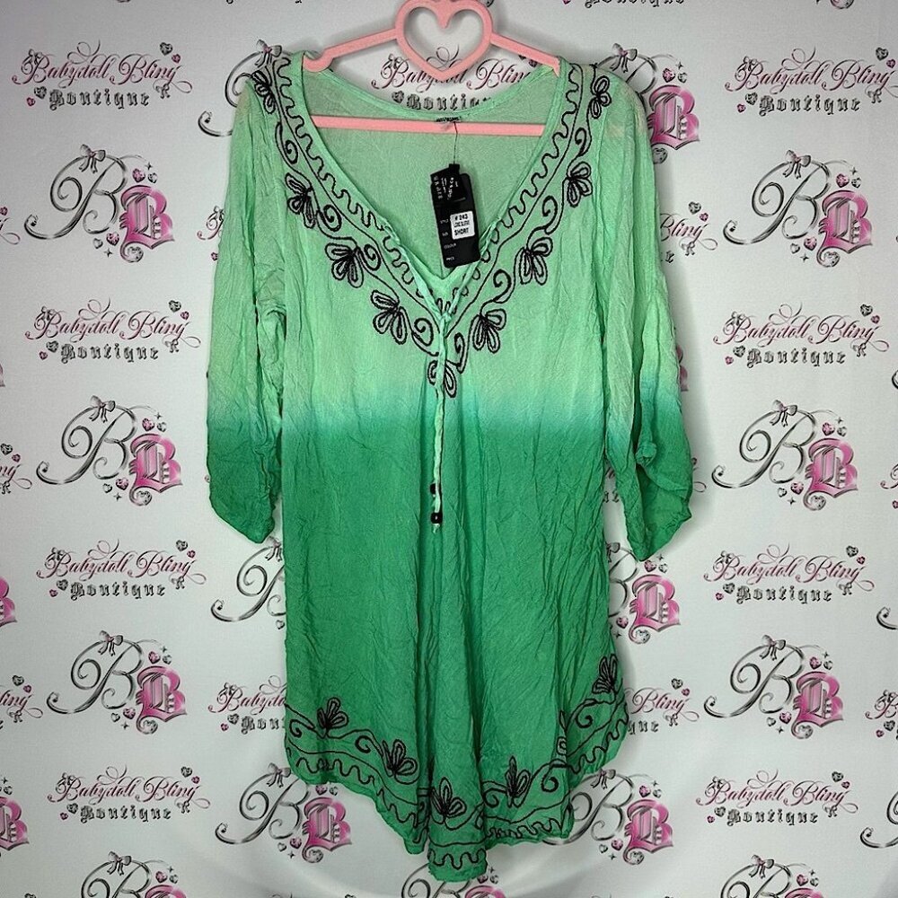 Didi’s dress ombré green embroidered embroidery floral corset lace up tie up